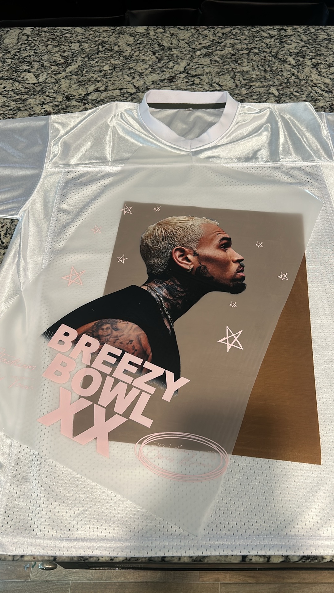 Custom Breezy Bowl concert jersey in production